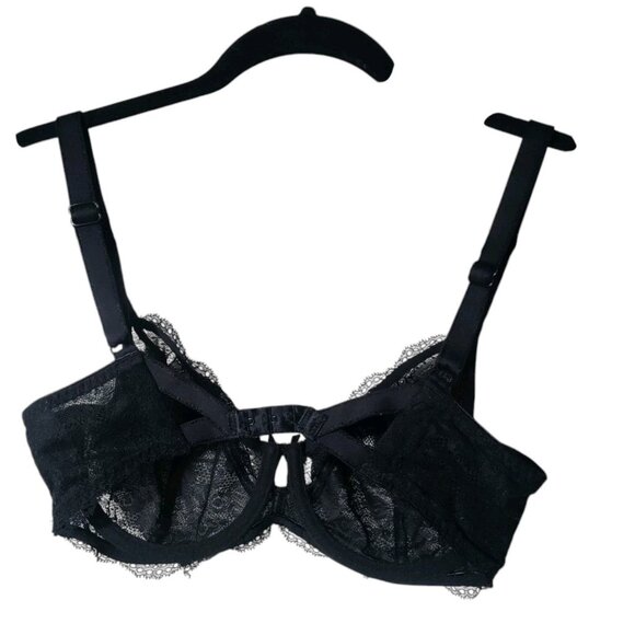 FREYA FANCIES PLUNGE BALCONY BBLACK LACE BRA STYLE AA1011  SIZE 32DDD - Picture 1 of 7